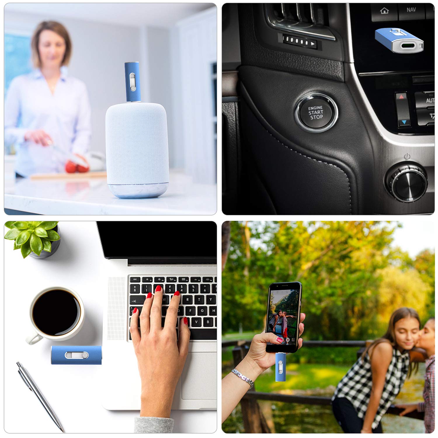 Aiibe 128GB USB C Flash Drive USB 3.1 Dual Drive Type-C Thumb Drive Speeds Up to 350MB/s Blue - View 7 of 7