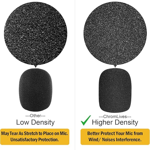 ChromLives 8 Pack Microphone Cover ChromLives Foam Windscreen for Standard Microphones Black - View 3 of 8