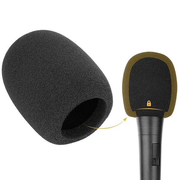 ChromLives 8 Pack Microphone Cover ChromLives Foam Windscreen for Standard Microphones Black - View 4 of 8