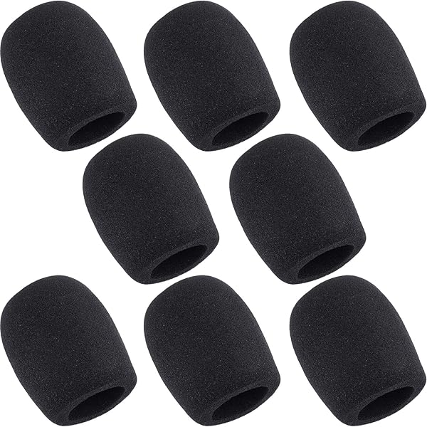ChromLives 8 Pack Microphone Cover ChromLives Foam Windscreen for Standard Microphones Black