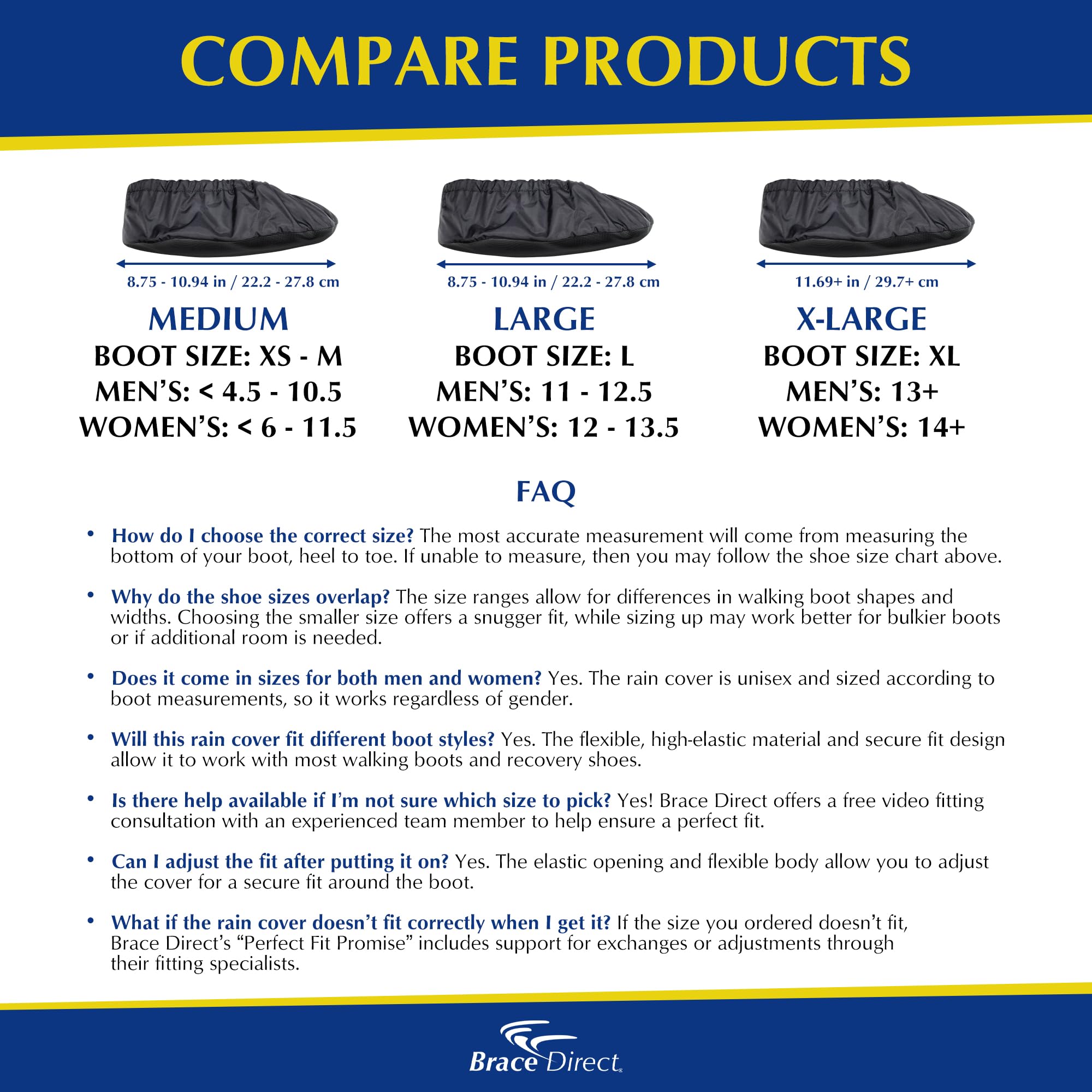 Brace Direct Rain Cover for Walking and Recovery Boots Waterproof Non-Slip Protector Large Fits L Boots Men 11 to 12.5 Women 12 to 13.5 - View 3 of 7