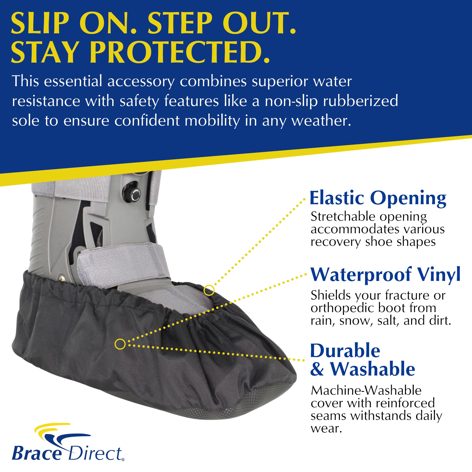 Brace Direct Rain Cover for Walking and Recovery Boots Waterproof Non-Slip Protector Large Fits L Boots Men 11 to 12.5 Women 12 to 13.5 - View 5 of 7