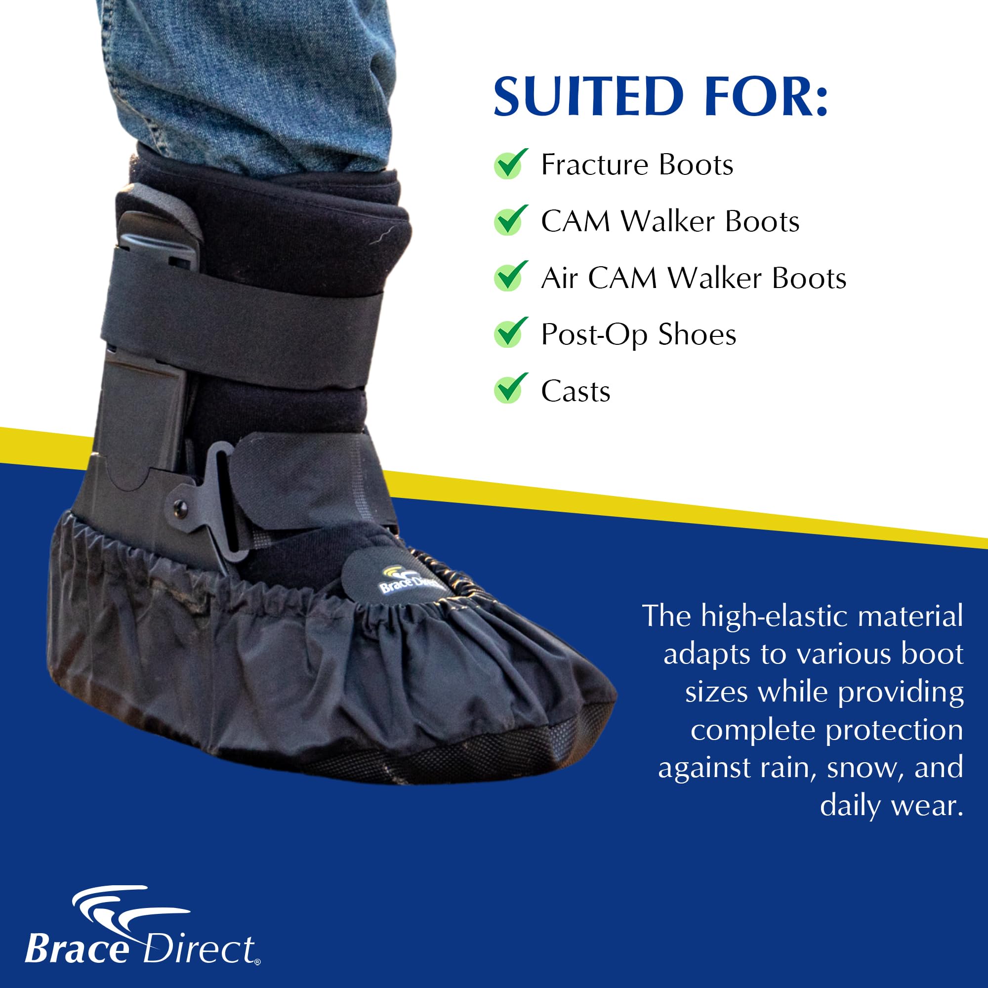 Brace Direct Rain Cover for Walking and Recovery Boots Waterproof Non-Slip Protector Large Fits L Boots Men 11 to 12.5 Women 12 to 13.5 - View 6 of 7