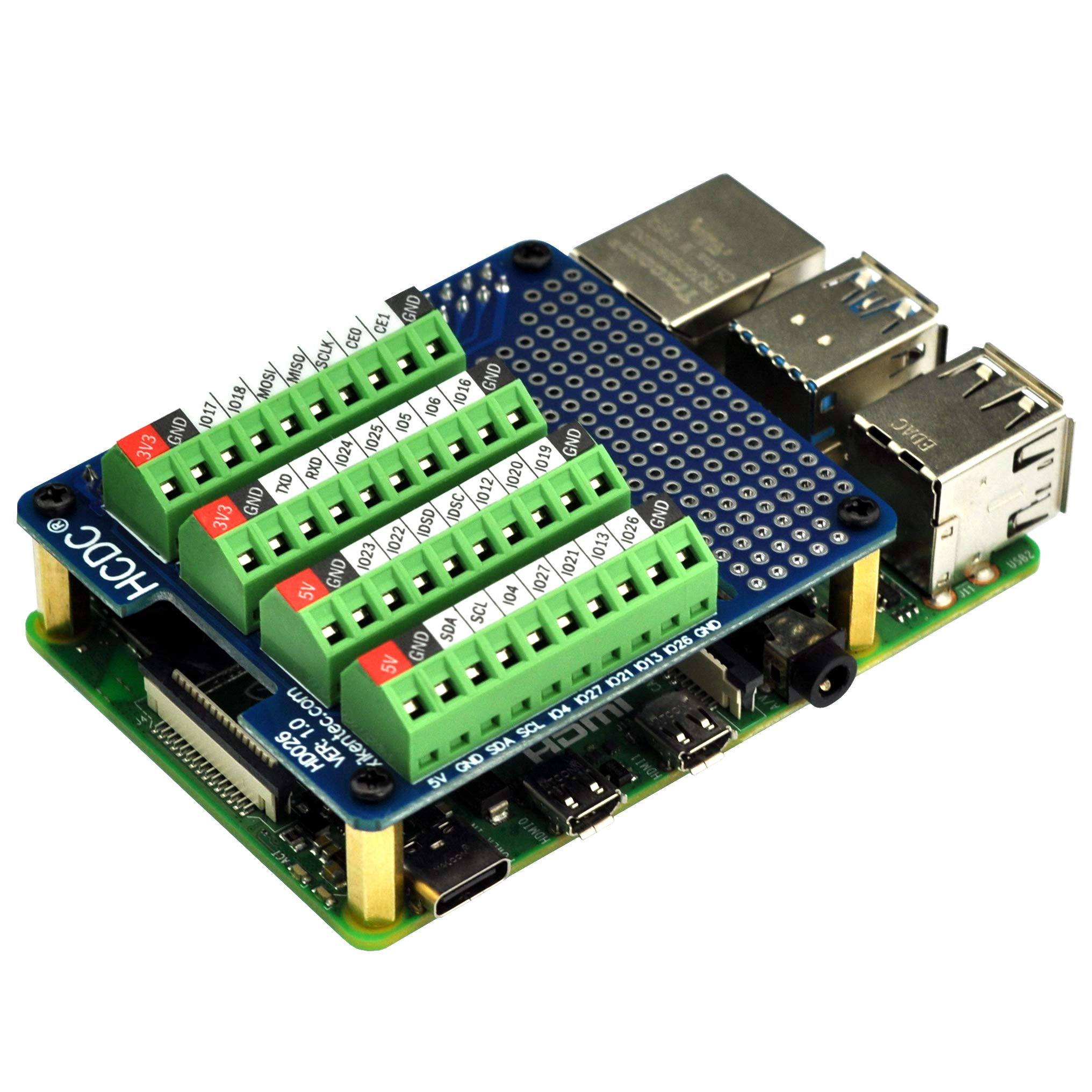 HCDC RPi Screw Terminal Block Breakout HAT Module for Raspberry Pi A+ 3A+ B+ 2B 3B 3B+ 4B Easy Connection Solution for Projects - View 2 of 7