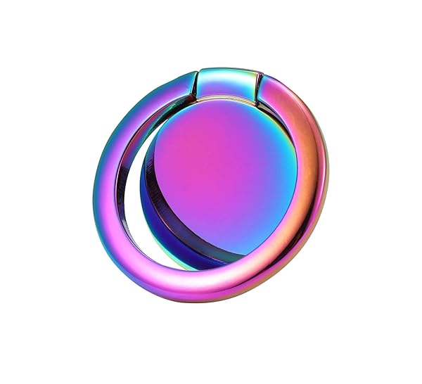 Lenoup Rainbow Cell Phone Ring Stand Holder Multicolor Grip Kickstand Iridescent 360 Rotation Metal Finger Ring for Phones and Pads