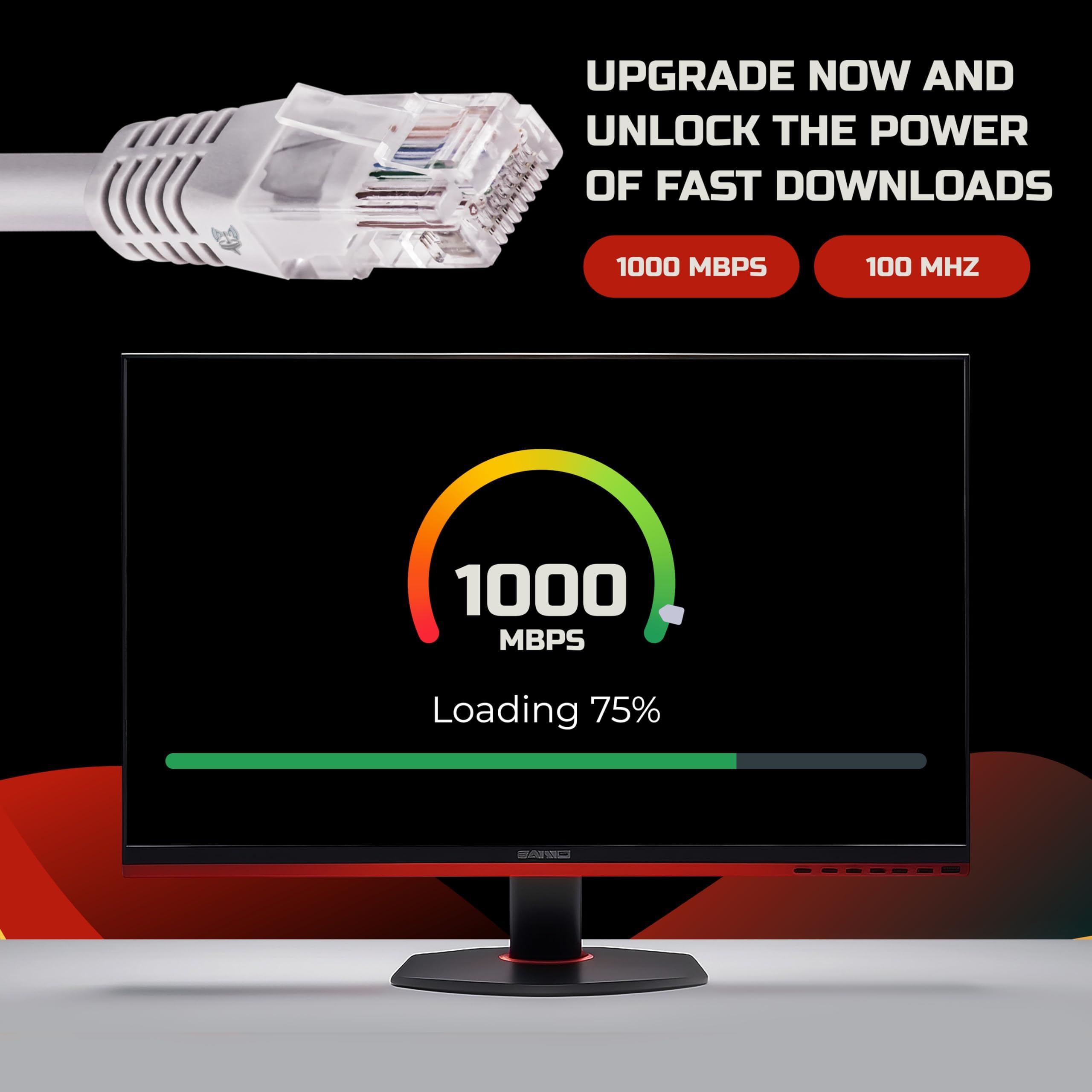 SatelliteSale RJ45 Cat-5e Network Ethernet Cable 6 Feet 100 MHz 1000 Mbps Universal Gray Cord for Fast Internet Connection - View 5 of 7