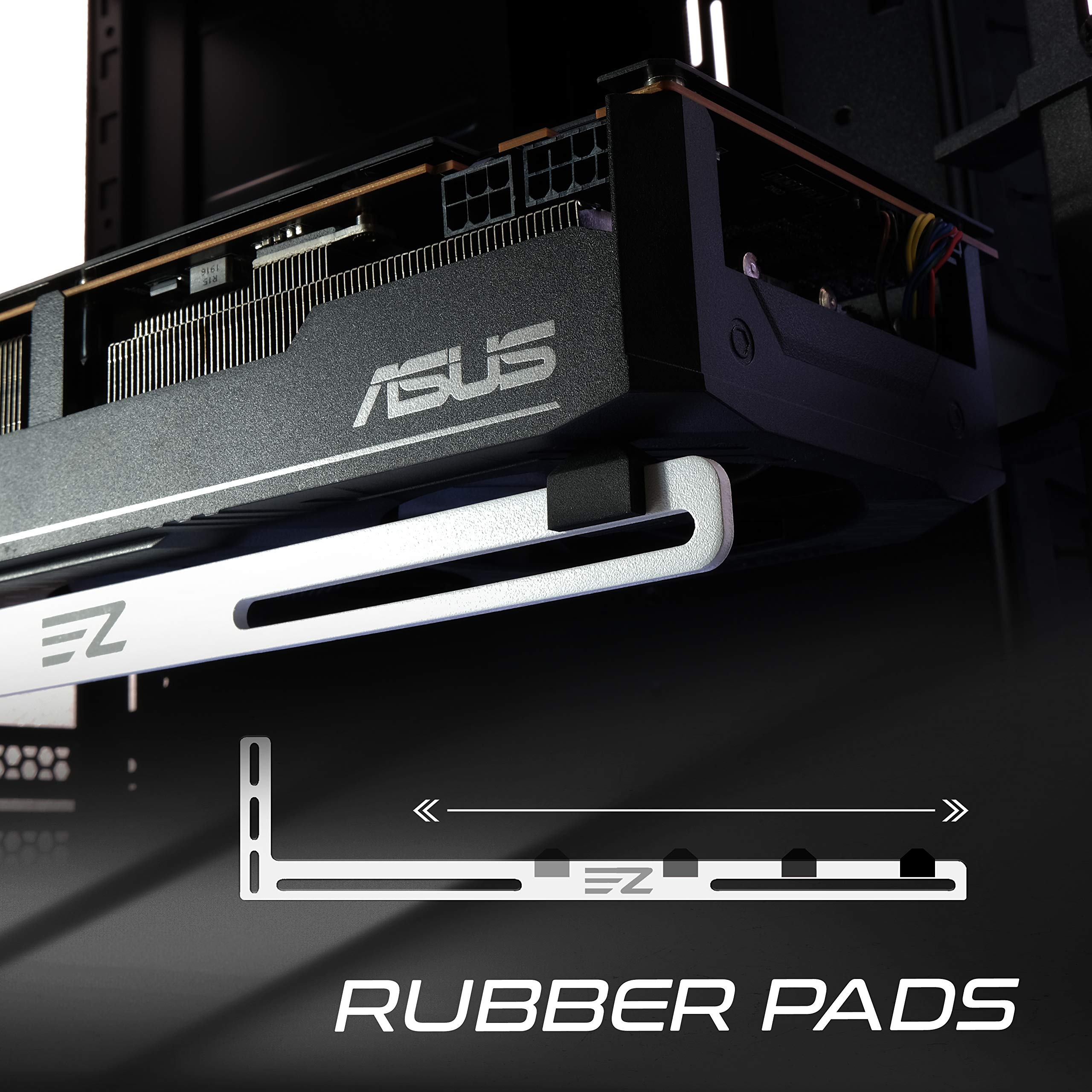 EZDIY-FAB GPU Bracket Graphics Card Brace Support Video Card Holder for Custom Desktop PC Gaming 3mm Aluminum White - View 2 of 7