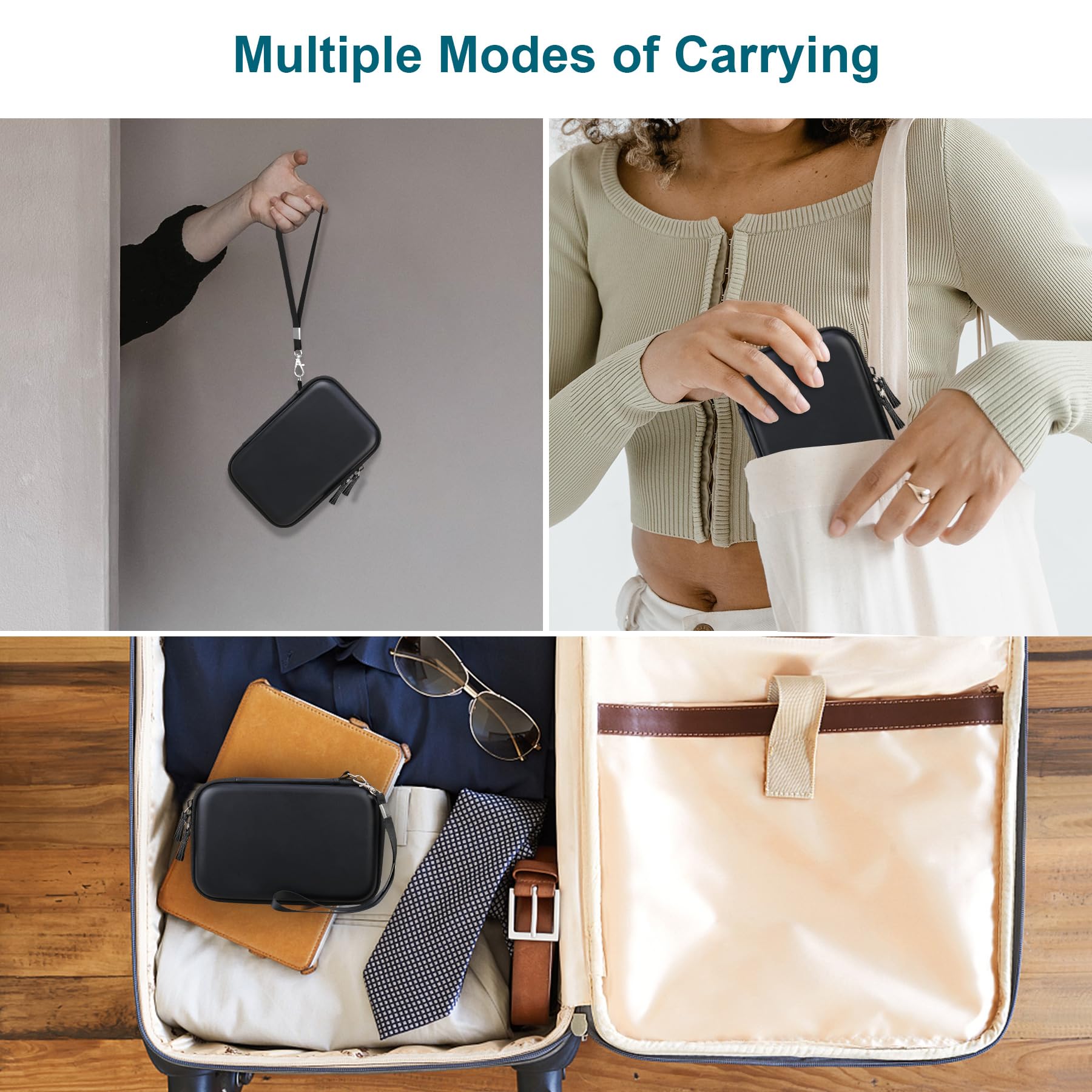 Canboc Canboc Hard Carrying Case for Maxone External Hard Drive USB 3.0 Ultra Slim Portable Storage with Mesh Pocket for Accessories Black - View 3 of 7