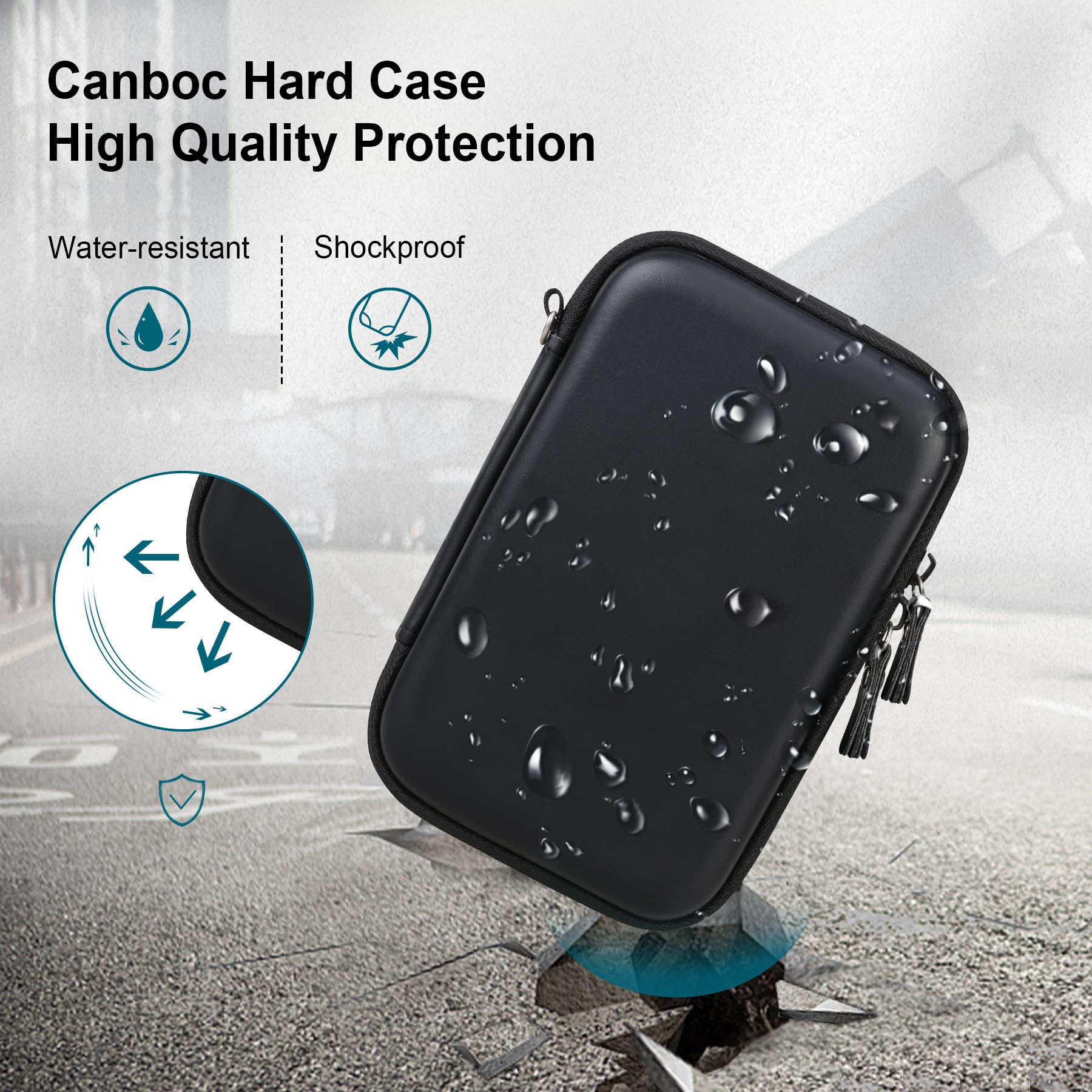 Canboc Canboc Hard Carrying Case for Maxone External Hard Drive USB 3.0 Ultra Slim Portable Storage with Mesh Pocket for Accessories Black - View 4 of 7