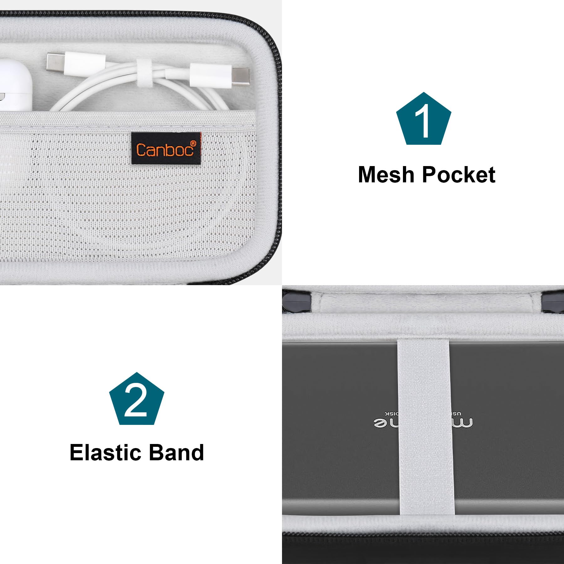 Canboc Canboc Hard Carrying Case for Maxone External Hard Drive USB 3.0 Ultra Slim Portable Storage with Mesh Pocket for Accessories Black - View 6 of 7