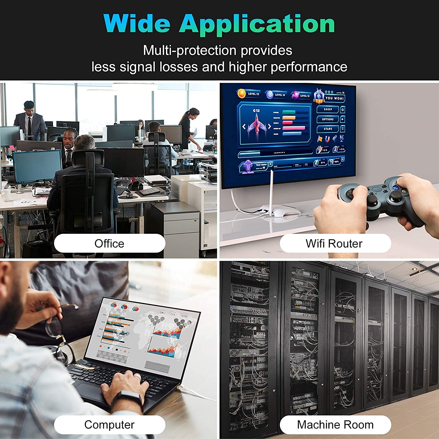 Folishine High Speed Cat 7 Ethernet Cable 100 ft Flat Shielded Network Wire for Modem Router Xbox Faster Than Cat5e Cat6 Includes Free Cable Clips - View 7 of 8