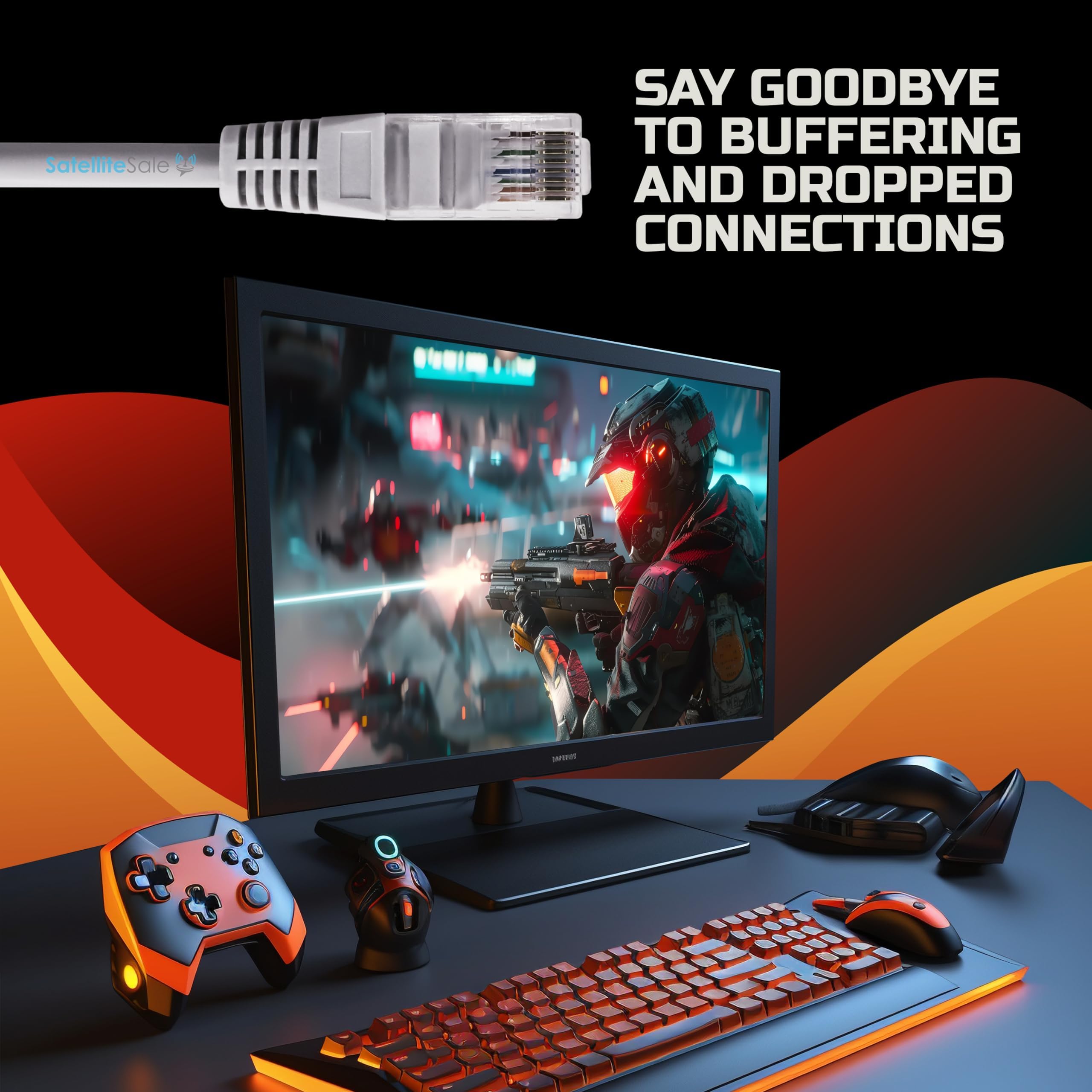 SatelliteSale RJ45 Cat-5e Network Ethernet Cable 1.5 Feet 100 MHz 1000 Mbps Universal Gray Cord for Fast Internet Connection - View 2 of 7