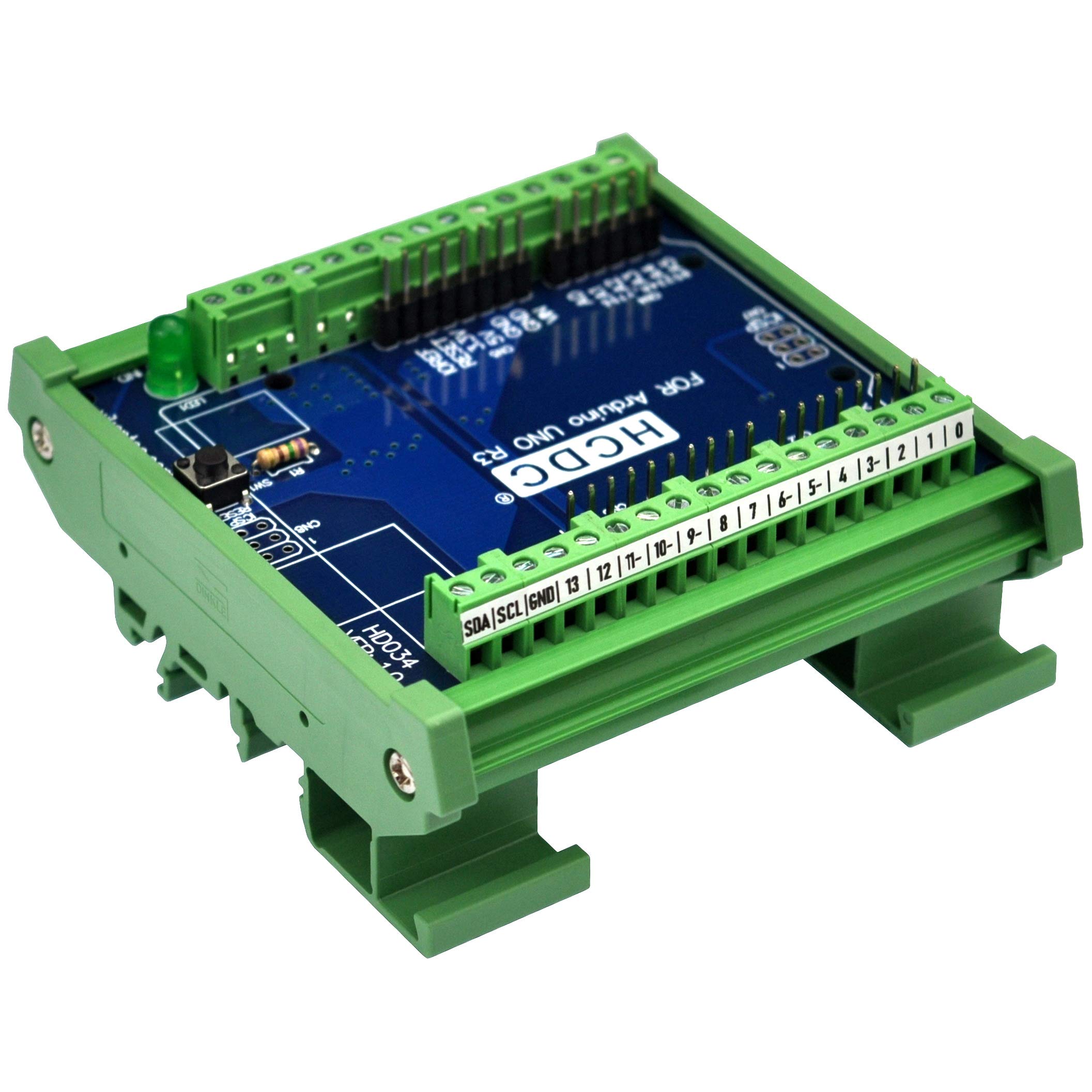 DIN Rail Mount Pinout Breakout Terminal Block Module for Arduino UNO R3 Easy Wiring Solution for Projects - View 3 of 9