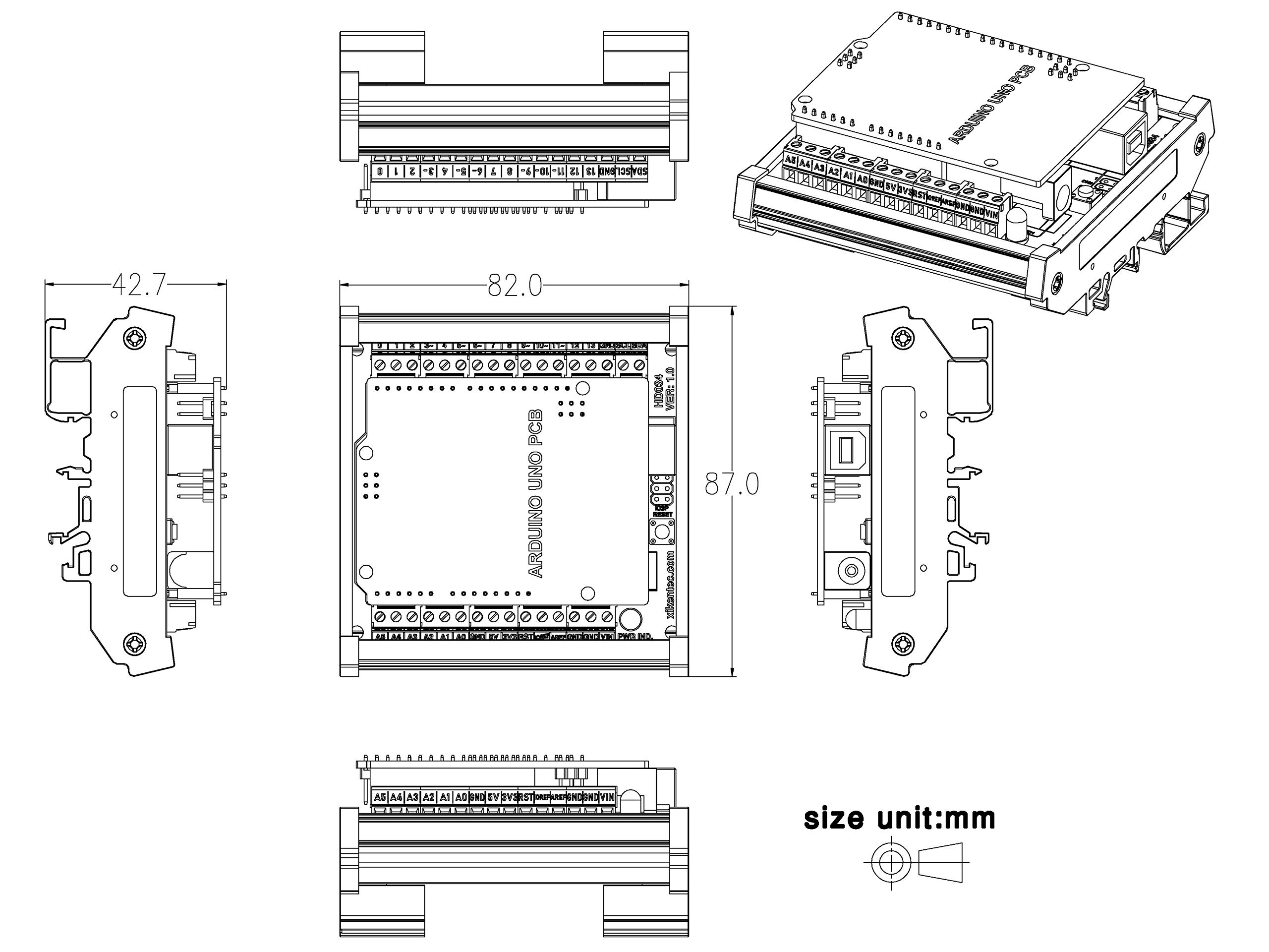 DIN Rail Mount Pinout Breakout Terminal Block Module for Arduino UNO R3 Easy Wiring Solution for Projects - View 8 of 9