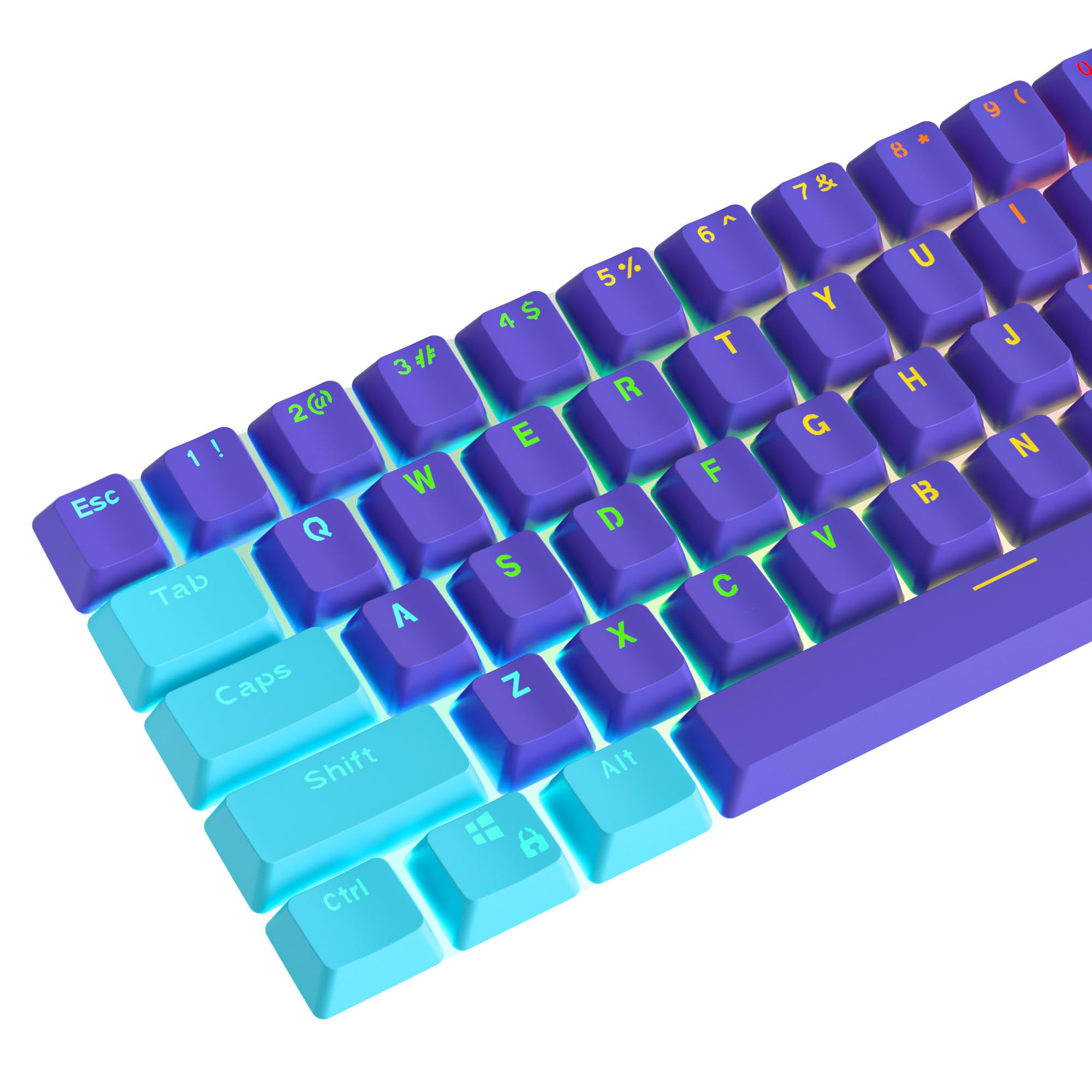 Owpkeenthy WHYSP 60 Percent Purple Keycaps Double Shot PBT Set for Cherry MX Switches Compatible with 60 Percent Keyboards - View 4 of 6