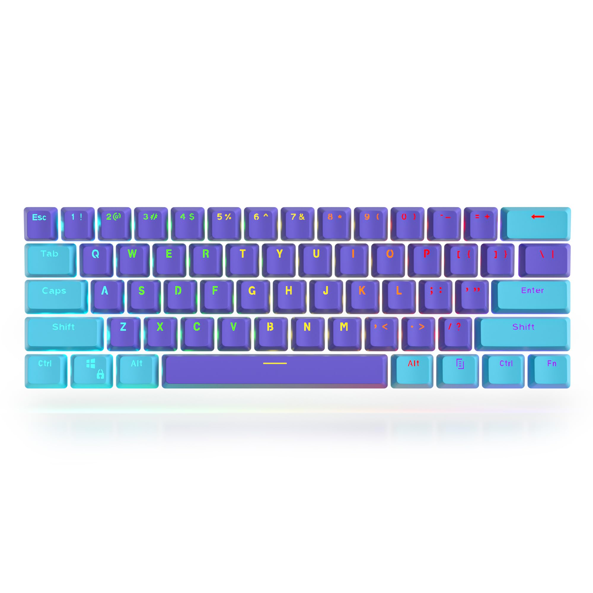 Owpkeenthy WHYSP 60 Percent Purple Keycaps Double Shot PBT Set for Cherry MX Switches Compatible with 60 Percent Keyboards