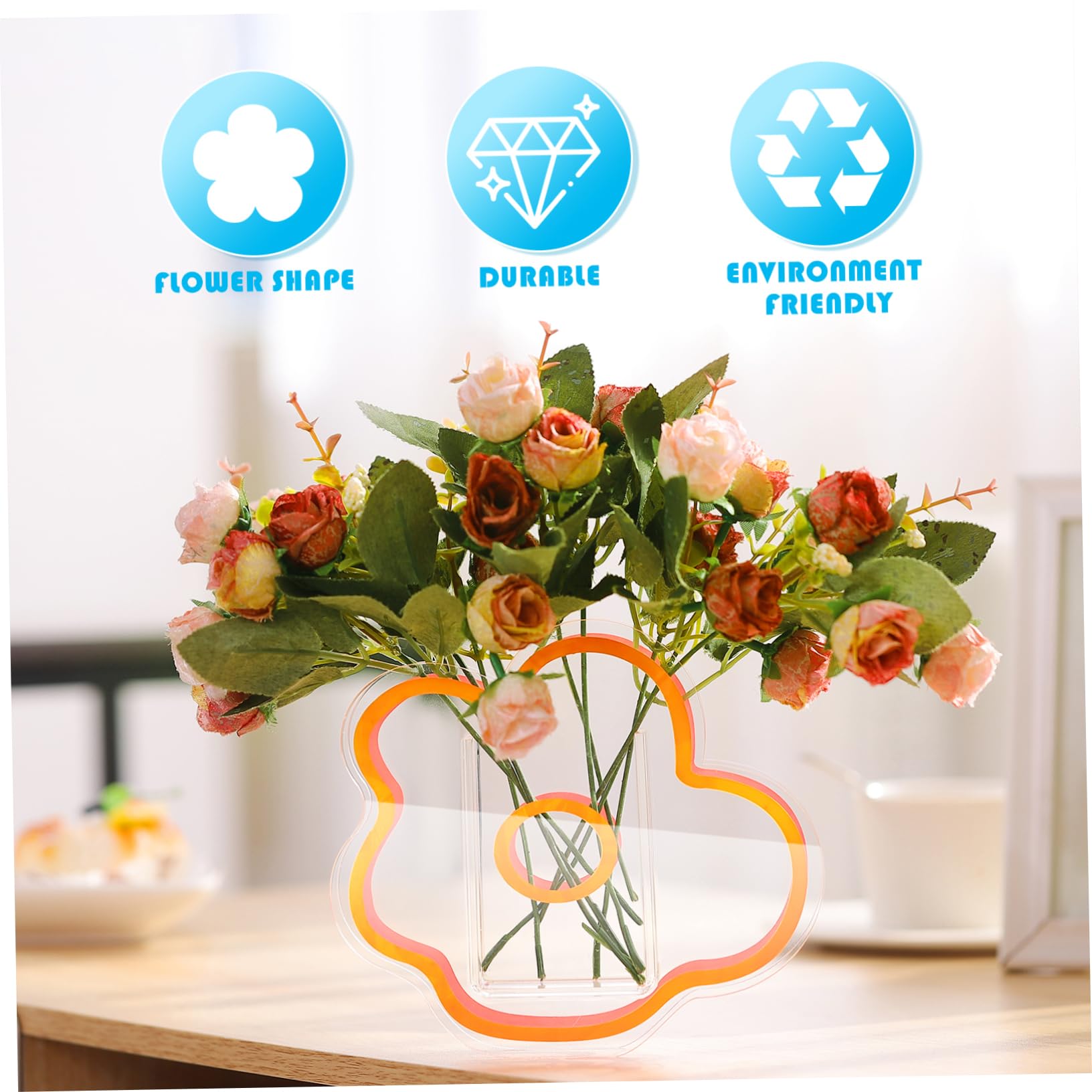 VOSAREA Pink Acrylic Cloud Shaped Flower Vase Elegant Modern Design for Home Office Wedding Decor and Make Up Brush Holder - View 2 of 9