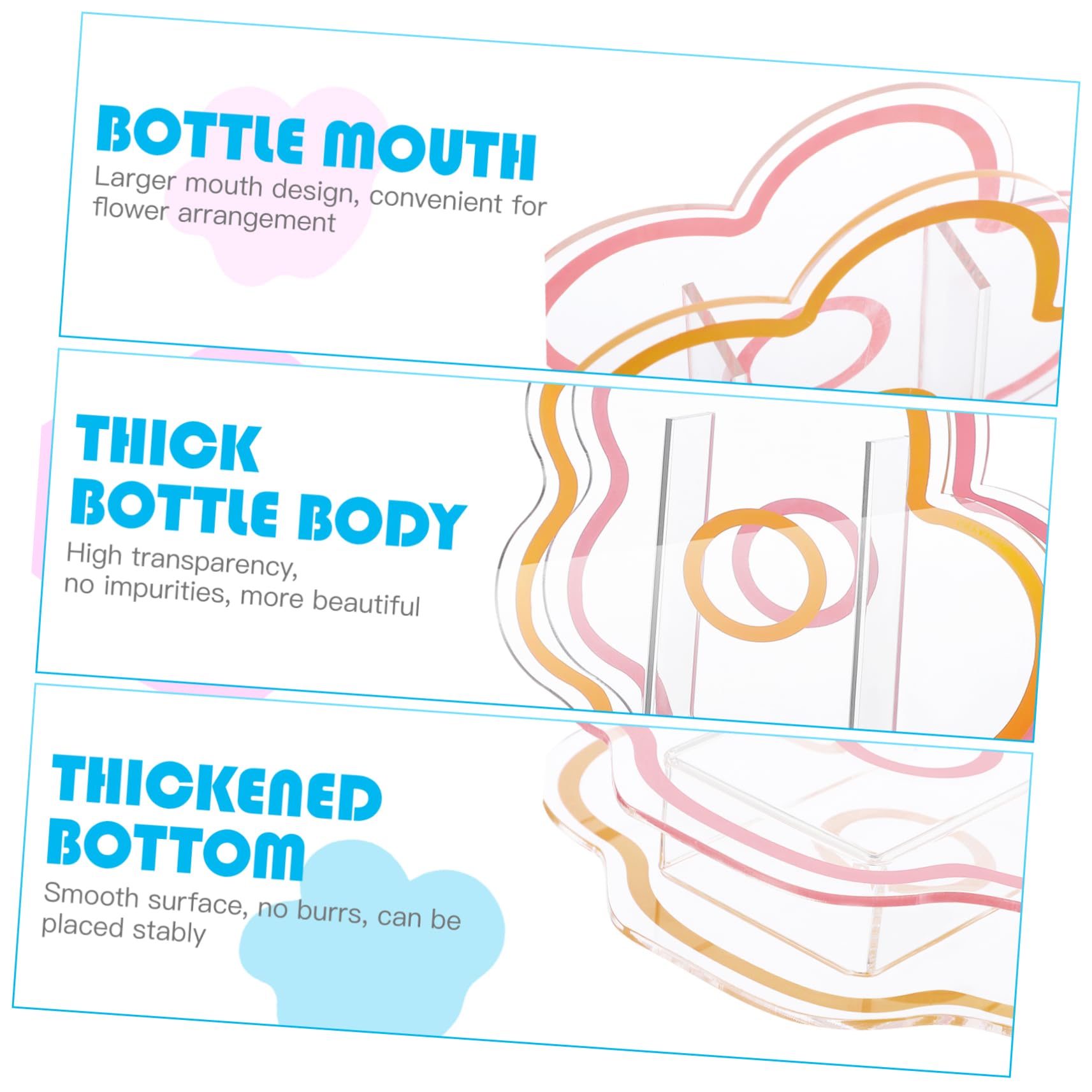 VOSAREA Pink Acrylic Cloud Shaped Flower Vase Elegant Modern Design for Home Office Wedding Decor and Make Up Brush Holder - View 3 of 9