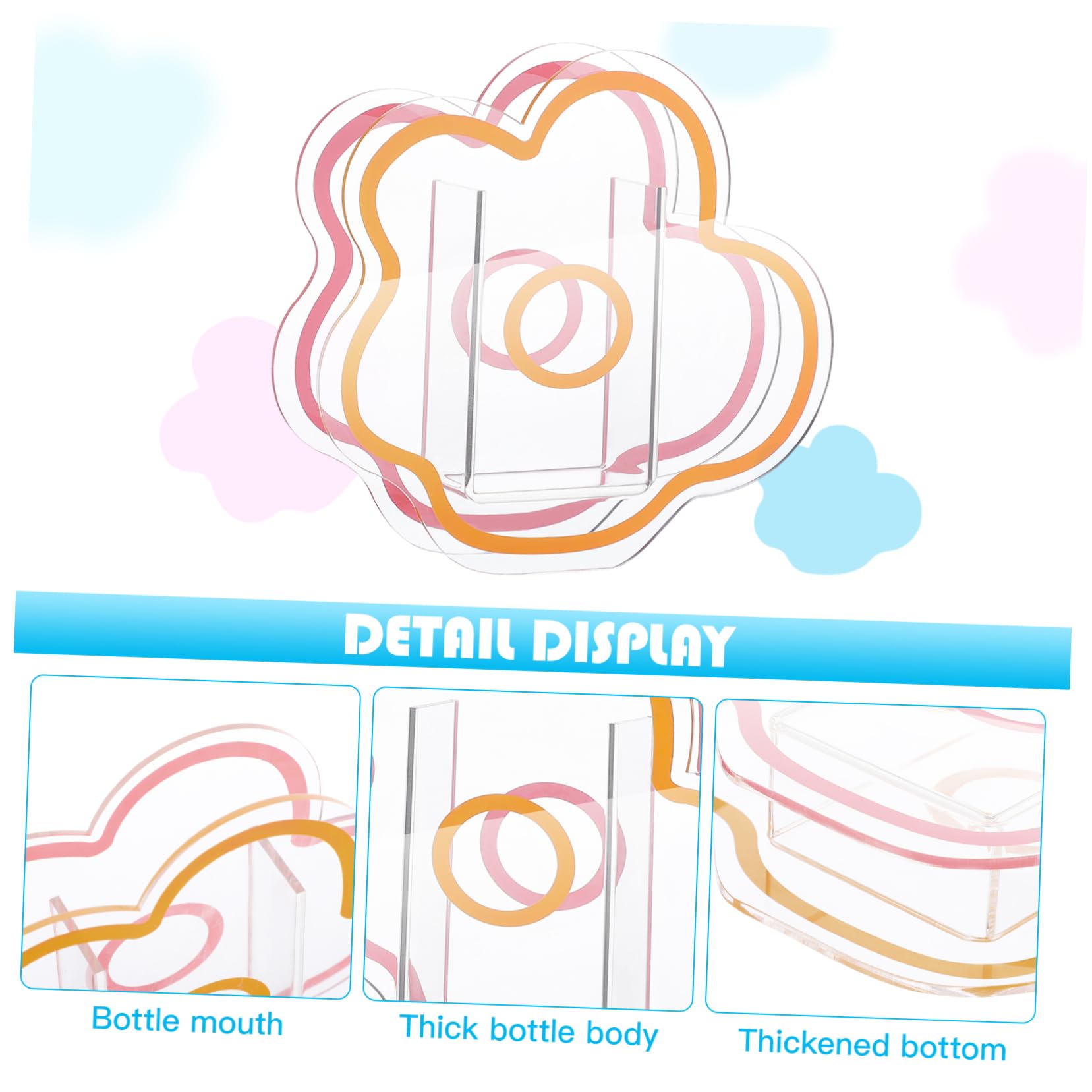 VOSAREA Pink Acrylic Cloud Shaped Flower Vase Elegant Modern Design for Home Office Wedding Decor and Make Up Brush Holder - View 4 of 9