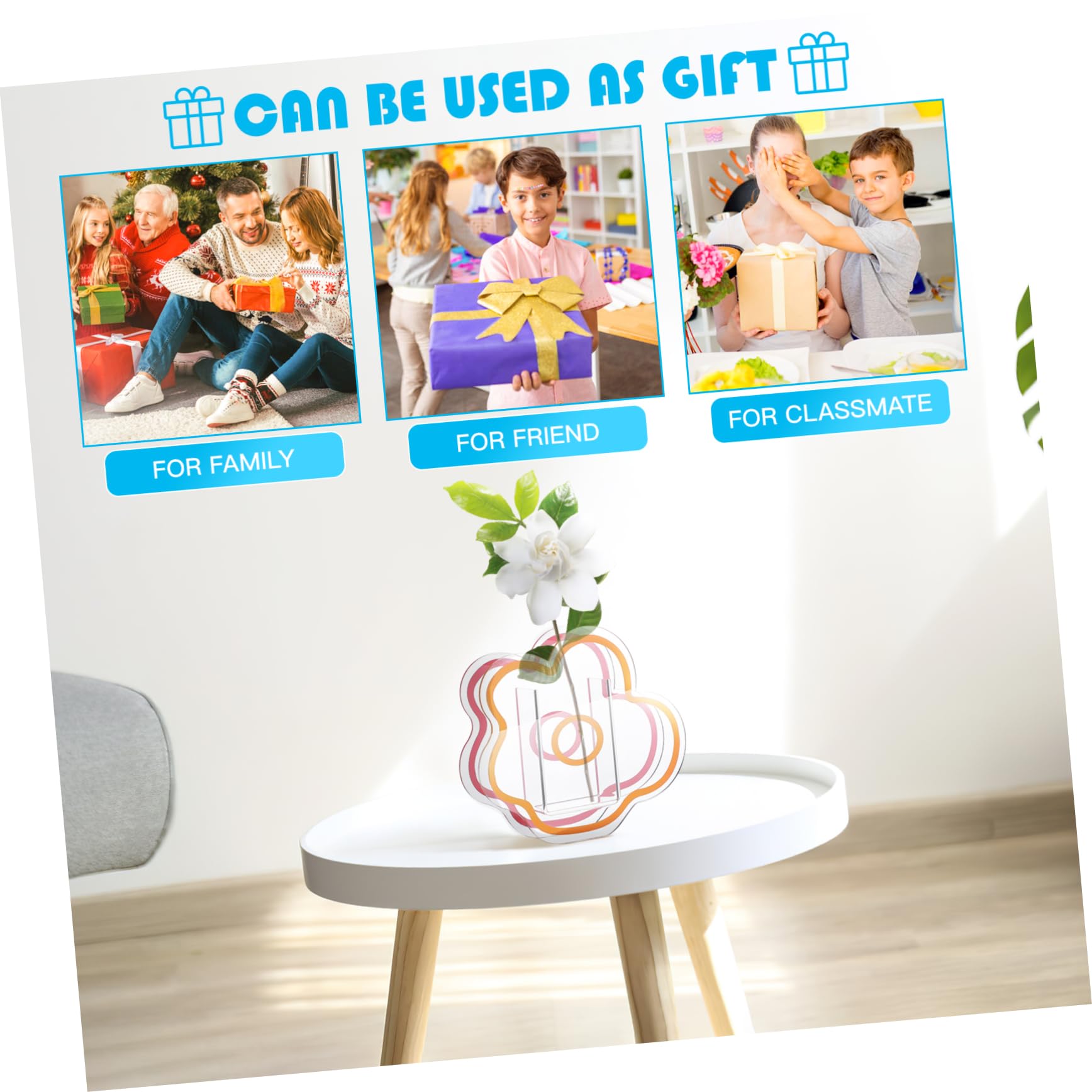 VOSAREA Pink Acrylic Cloud Shaped Flower Vase Elegant Modern Design for Home Office Wedding Decor and Make Up Brush Holder - View 6 of 9