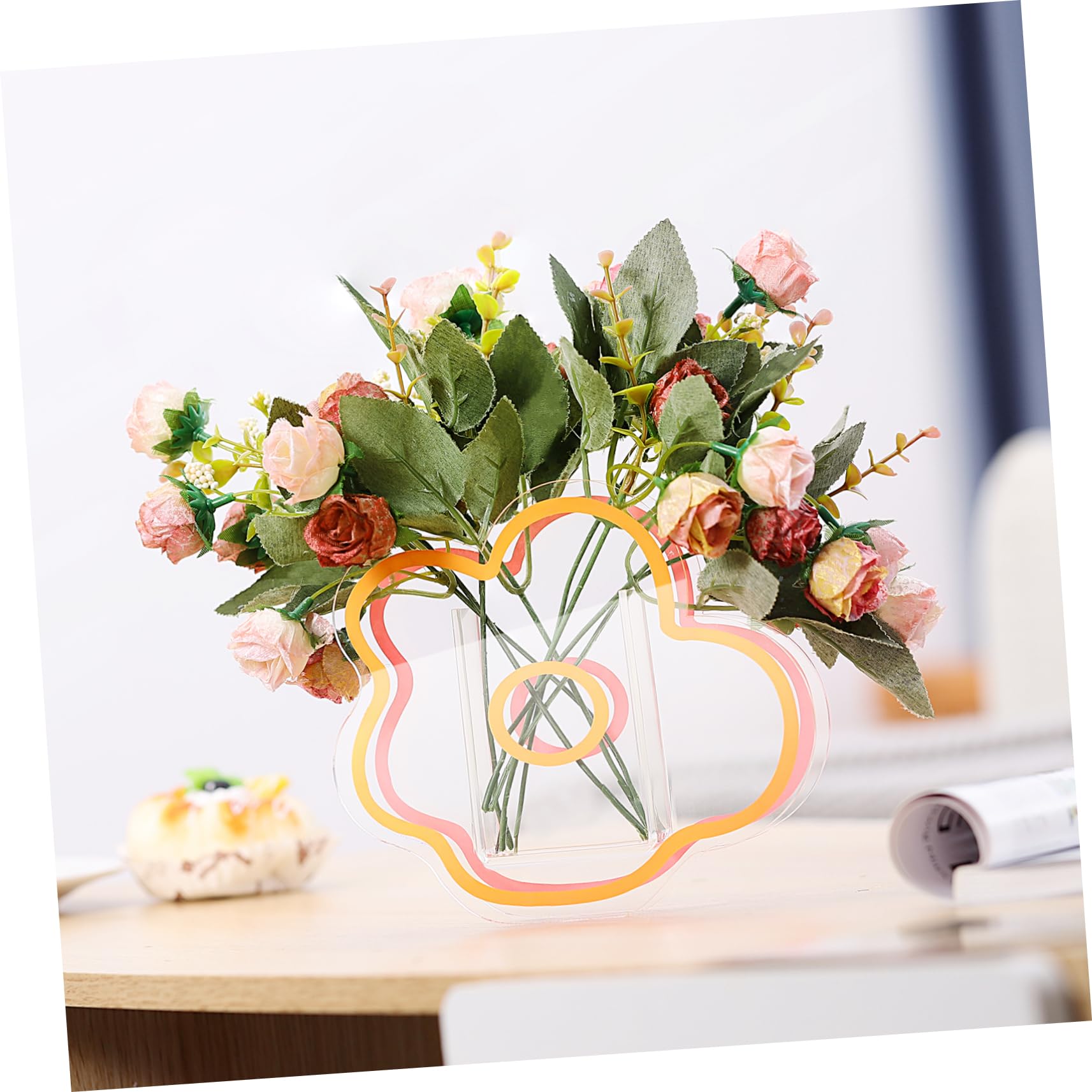 VOSAREA Pink Acrylic Cloud Shaped Flower Vase Elegant Modern Design for Home Office Wedding Decor and Make Up Brush Holder - View 9 of 9