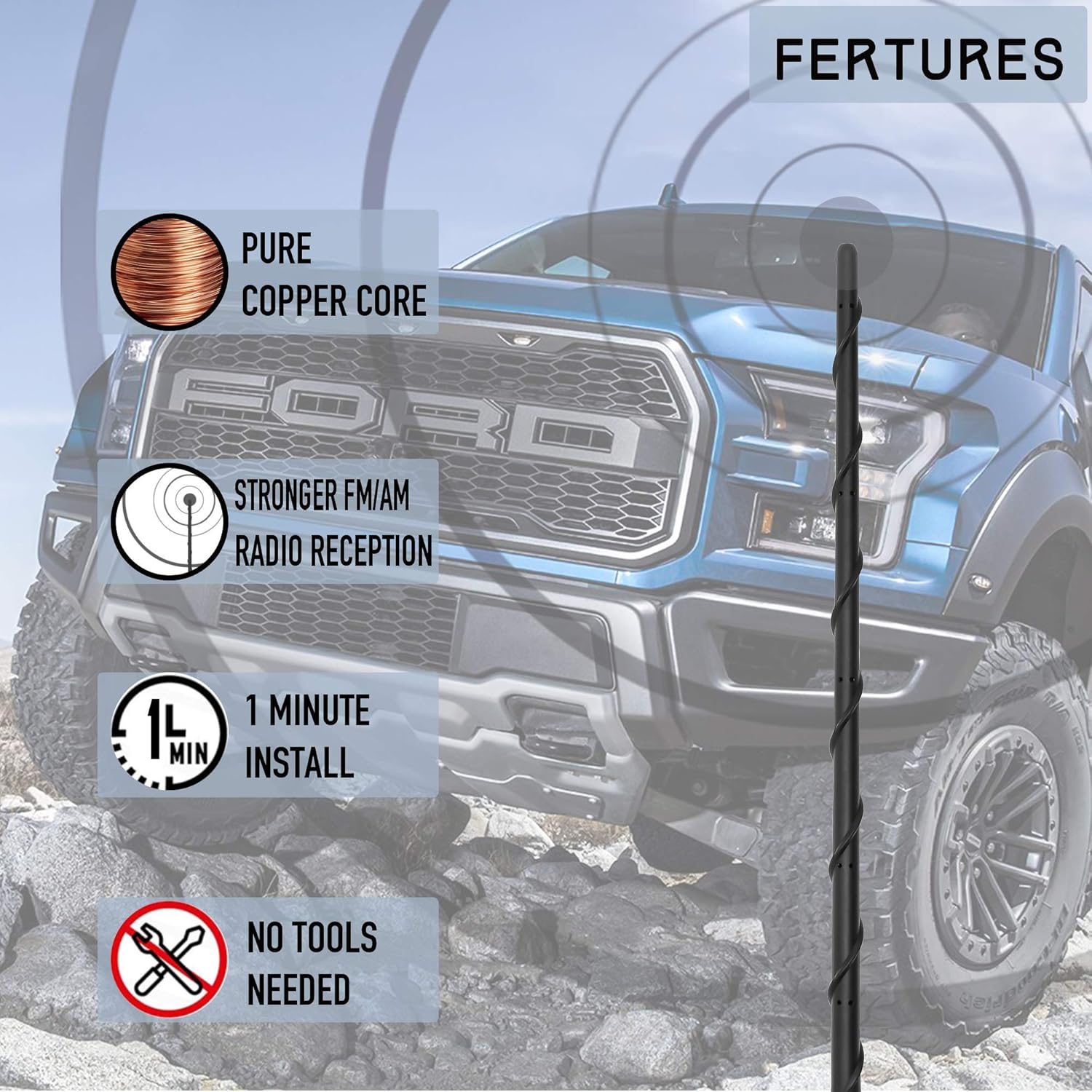 KSaAuto KSaAuto 16 Inch Antenna Replacement for Ford F150 F250 F350 Bronco 2009 to 2025 - View 5 of 8