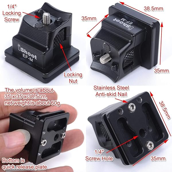 iShoot iShoot Tripod Mount Ring Base Lens Collar Foot Replacement Stand for Canon EF EOS M Camera Quick Release Plate Compatible with Arca Swiss - View 5 of 9