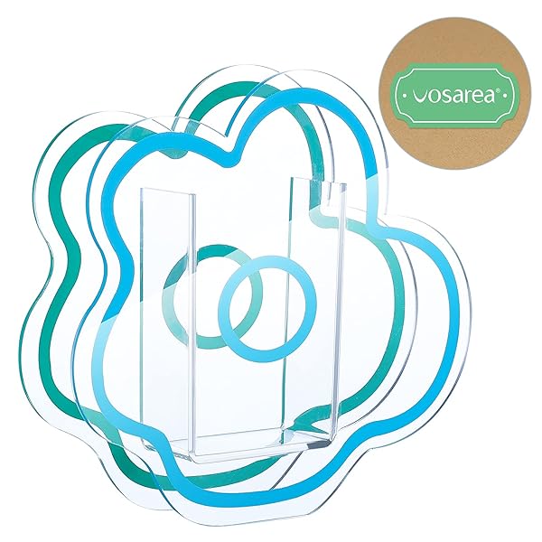 VOSAREA VOSAREA Blue Acrylic Cloud Shaped Vase Elegant Modern Design for Makeup Brushes Home Office Wedding Decor - View 2 of 9