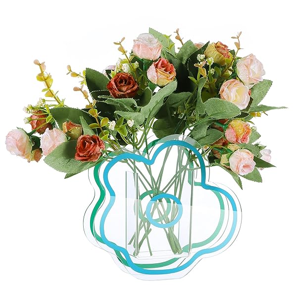 VOSAREA VOSAREA Blue Acrylic Cloud Shaped Vase Elegant Modern Design for Makeup Brushes Home Office Wedding Decor - View 6 of 9