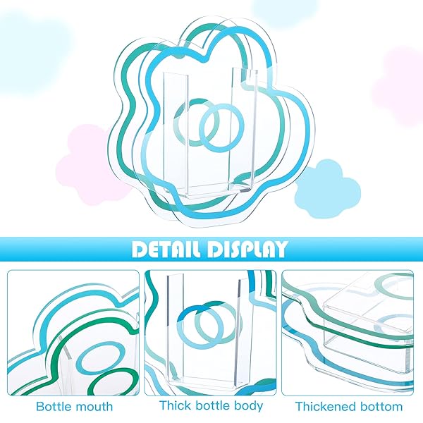 VOSAREA VOSAREA Blue Acrylic Cloud Shaped Vase Elegant Modern Design for Makeup Brushes Home Office Wedding Decor - View 7 of 9