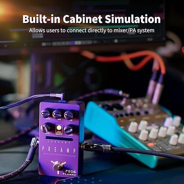 FLAMMA FLAMMA FS06 Digital Preamp Pedal: 7 Saveable Models & Built-in Cabinet Simulation for Guitar Effects - View 4 of 9