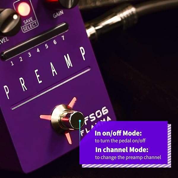 FLAMMA FLAMMA FS06 Digital Preamp Pedal: 7 Saveable Models & Built-in Cabinet Simulation for Guitar Effects - View 6 of 9