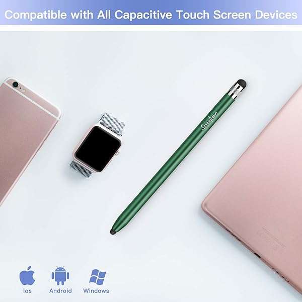 STYLUSHOME StylusHome 3-Pack Stylus Pens for iPad, iPhone & Tablets - Precision 2-in-1 Capacitive Stylus with 6 Extra Tips for All Touchscreens - View 8 of 9