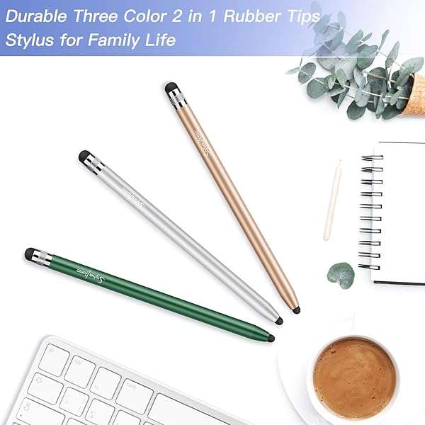 STYLUSHOME StylusHome 3-Pack Stylus Pens for iPad, iPhone & Tablets - Precision 2-in-1 Capacitive Stylus with 6 Extra Tips for All Touchscreens - View 9 of 9