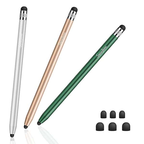STYLUSHOME StylusHome 3-Pack Stylus Pens for iPad, iPhone & Tablets - Precision 2-in-1 Capacitive Stylus with 6 Extra Tips for All Touchscreens - View 3 of 9