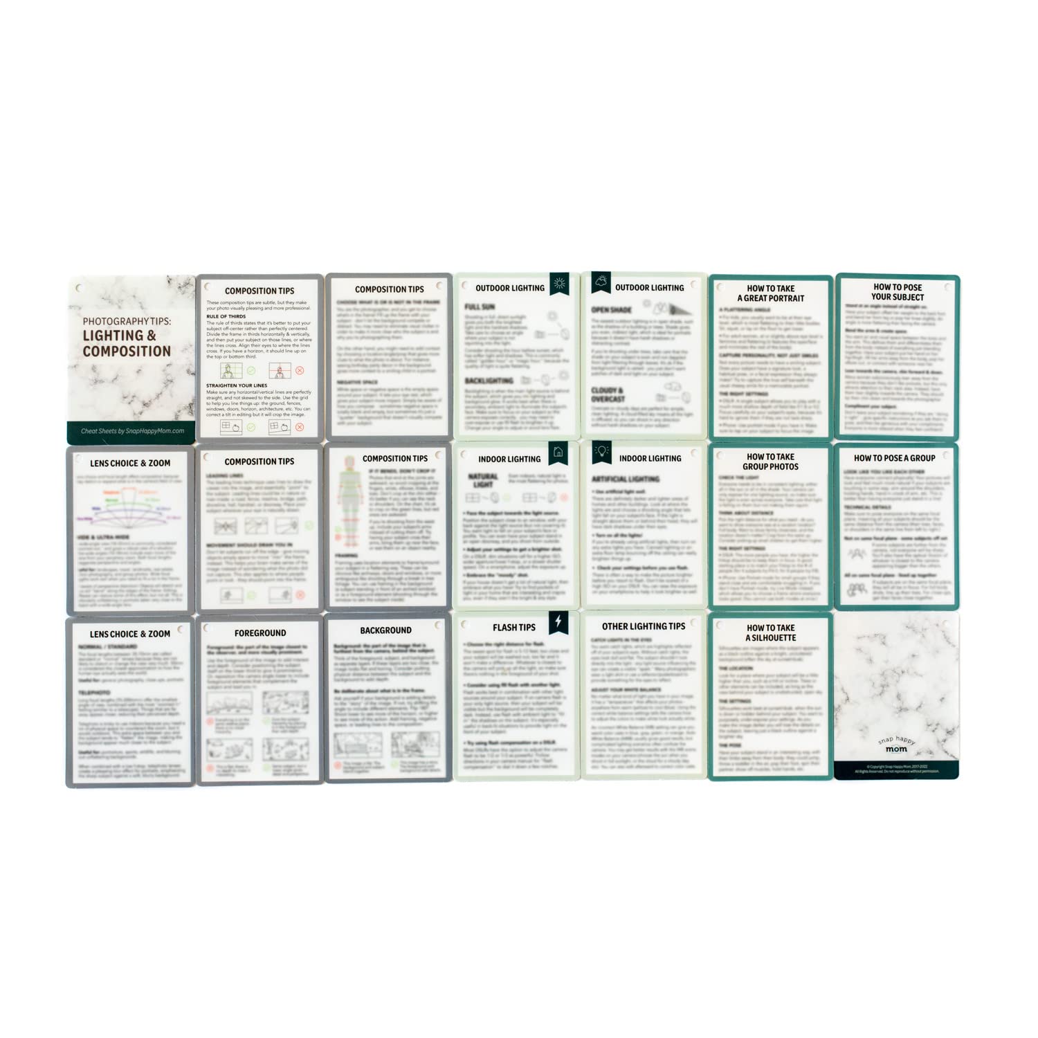 Snap Happy Mom Photography Tips Composition and Lighting Cheat Sheet Cards Pocket Sized Quick Reference for Beginners by Snap Happy Mom Classic - View 4 of 7