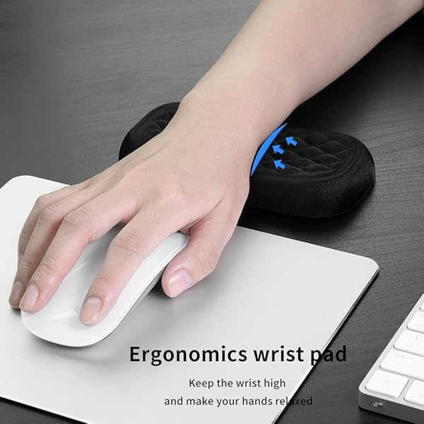 Vaydeer Vaydeer Memory Foam Mouse Wrist Rest Pad for Office and Computer Use Ergonomic Hand Support for Typing and Wrist Pain Relief Black 5.91 inch - View 6 of 9