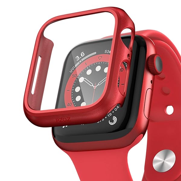 PZOZ Apple Watch Series SE2 6 5 4 SE 44mm Case with Screen Protector Slim Guard Bumper Full Coverage Matte Hard Cover for iWatch Red