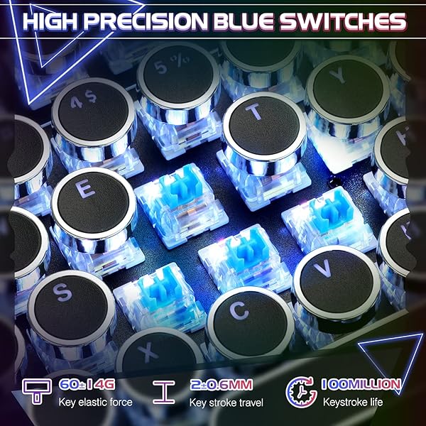 YSCP YSCP Typewriter Style Mechanical Gaming Keyboard RGB Backlit Wired Blue Switch Retro Round Keycap 104 Keys Compatible with Laptops and Desktops - View 4 of 8