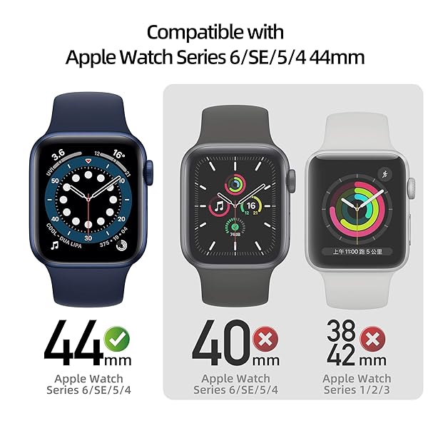 pzoz PZOZ Apple Watch Series SE2 6 5 4 SE 44mm Case with Screen Protector Slim Guard Thin Bumper Full Coverage Matte Hard Cover for iWatch Blue - View 3 of 7