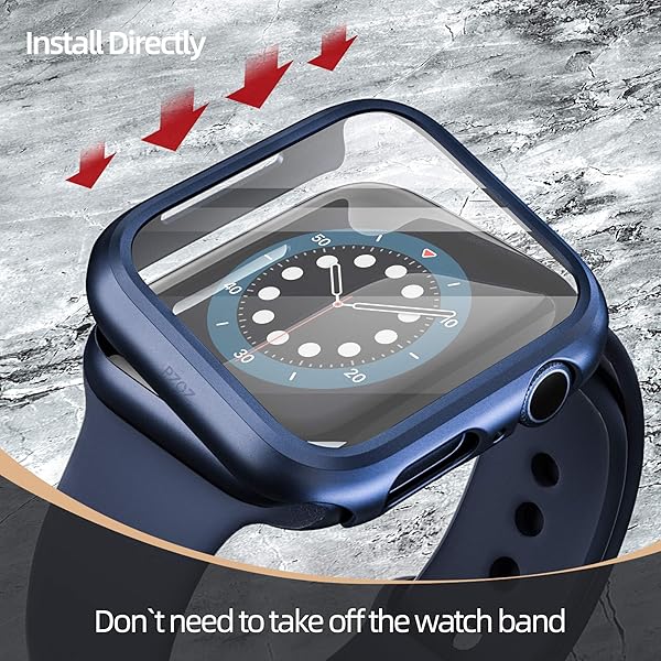 pzoz PZOZ Apple Watch Series SE2 6 5 4 SE 44mm Case with Screen Protector Slim Guard Thin Bumper Full Coverage Matte Hard Cover for iWatch Blue - View 5 of 7