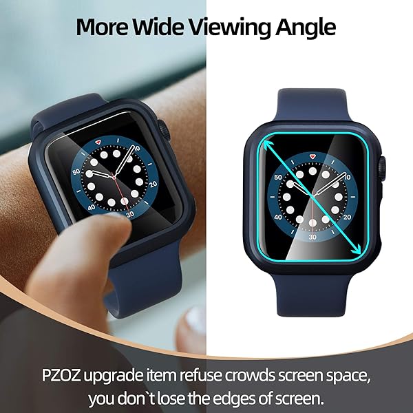 pzoz PZOZ Apple Watch Series SE2 6 5 4 SE 44mm Case with Screen Protector Slim Guard Thin Bumper Full Coverage Matte Hard Cover for iWatch Blue - View 7 of 7