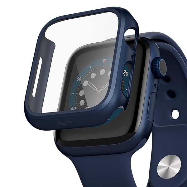 pzoz PZOZ Apple Watch Series SE2 6 5 4 SE 44mm Case with Screen Protector Slim Guard Thin Bumper Full Coverage Matte Hard Cover for iWatch Blue - View 2 of 7