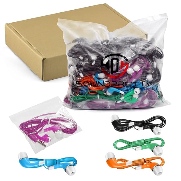 SP SOUNDPRETTY SP Soundpretty Bulk Kids Earbuds 100 Pack Multi Color Earphones for Classroom Schools Libraries Hospitals iPad Chromebooks - View 7 of 7