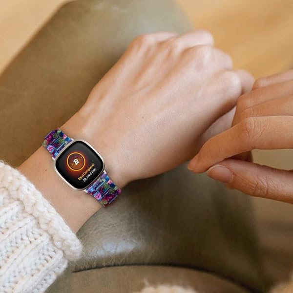 RuenTech Fitbit Versa 3 Sense Fashion Resin Watch Band Replacement Bracelet with Stainless Steel Clasp for Men and Women Purple Blue - View 7 of 8