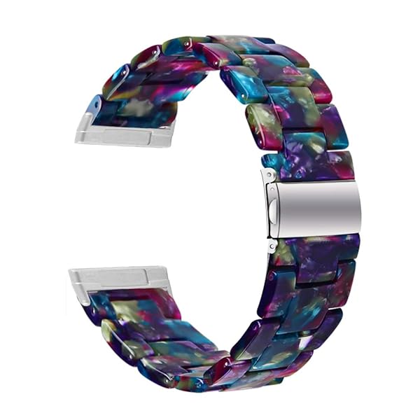 RuenTech Fitbit Versa 3 Sense Fashion Resin Watch Band Replacement Bracelet with Stainless Steel Clasp for Men and Women Purple Blue - View 2 of 8