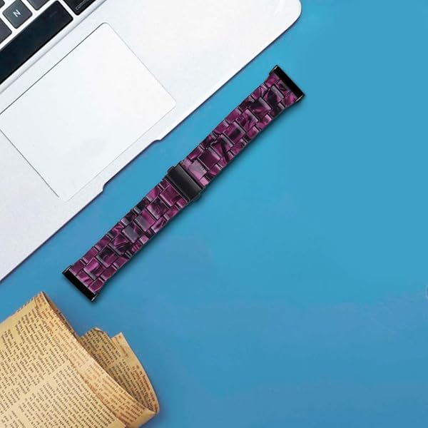 RuenTech Fitbit Versa 3 Sense Fashion Resin Watch Band Replacement Bracelet Dark Purple Stainless Steel Clasp for Men and Women - View 6 of 8