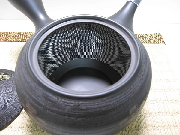 Youtobi Japanese Kyusu Tokoname Clay Teapot 13.5 Ounces Haruaki Flower Pattern Black Pine Tree Design G747 - View 5 of 6