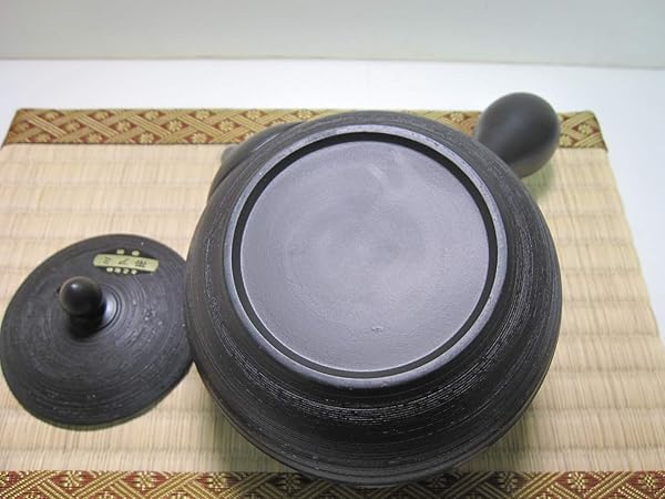 Youtobi Japanese Kyusu Tokoname Clay Teapot 13.5 Ounces Haruaki Flower Pattern Black Pine Tree Design G747 - View 6 of 6