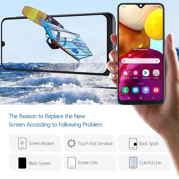 YWLRONG Samsung Galaxy A50 2019 OLED Screen Replacement LCD Touch Display Digitizer Assembly with Repair Tools and Fingerprint Sensor Support - View 3 of 10